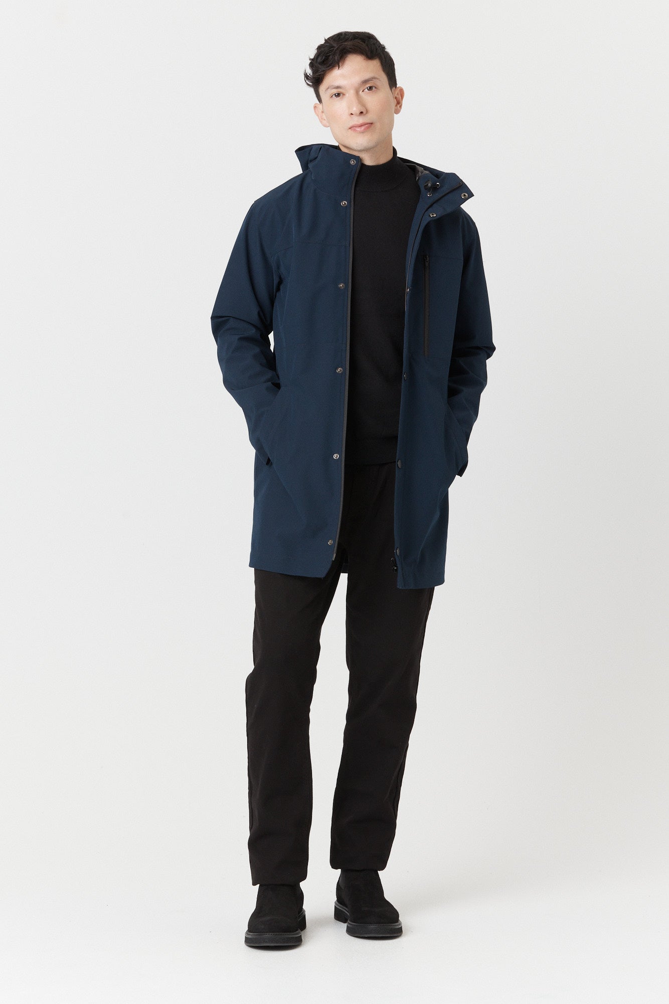 Desloups manteau mi-saison imperméable urbain avec capuchon pour homme