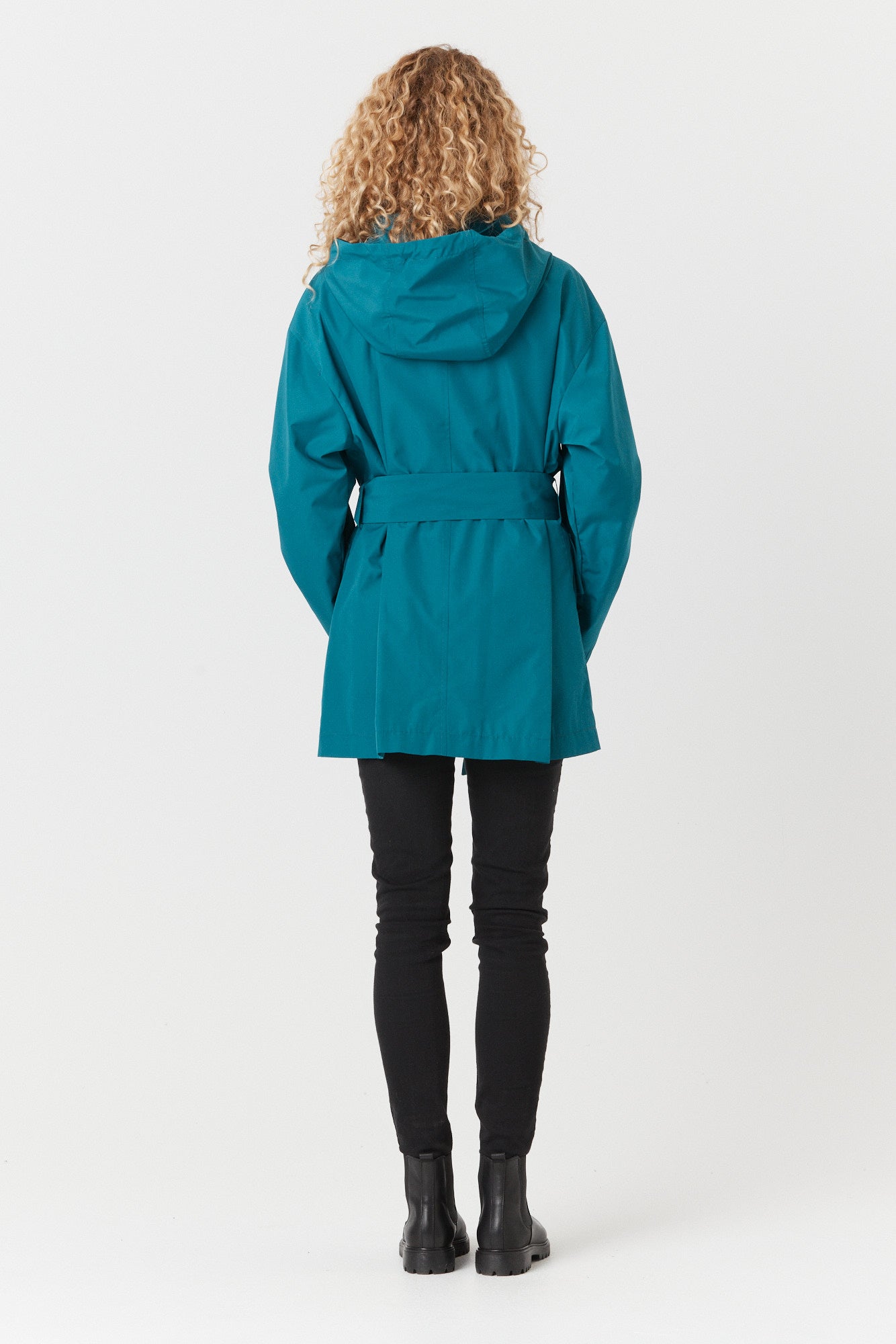 Desloups manteau mi-saison imperméable urbain avec capuchon, ample avec ceinture pour femme-