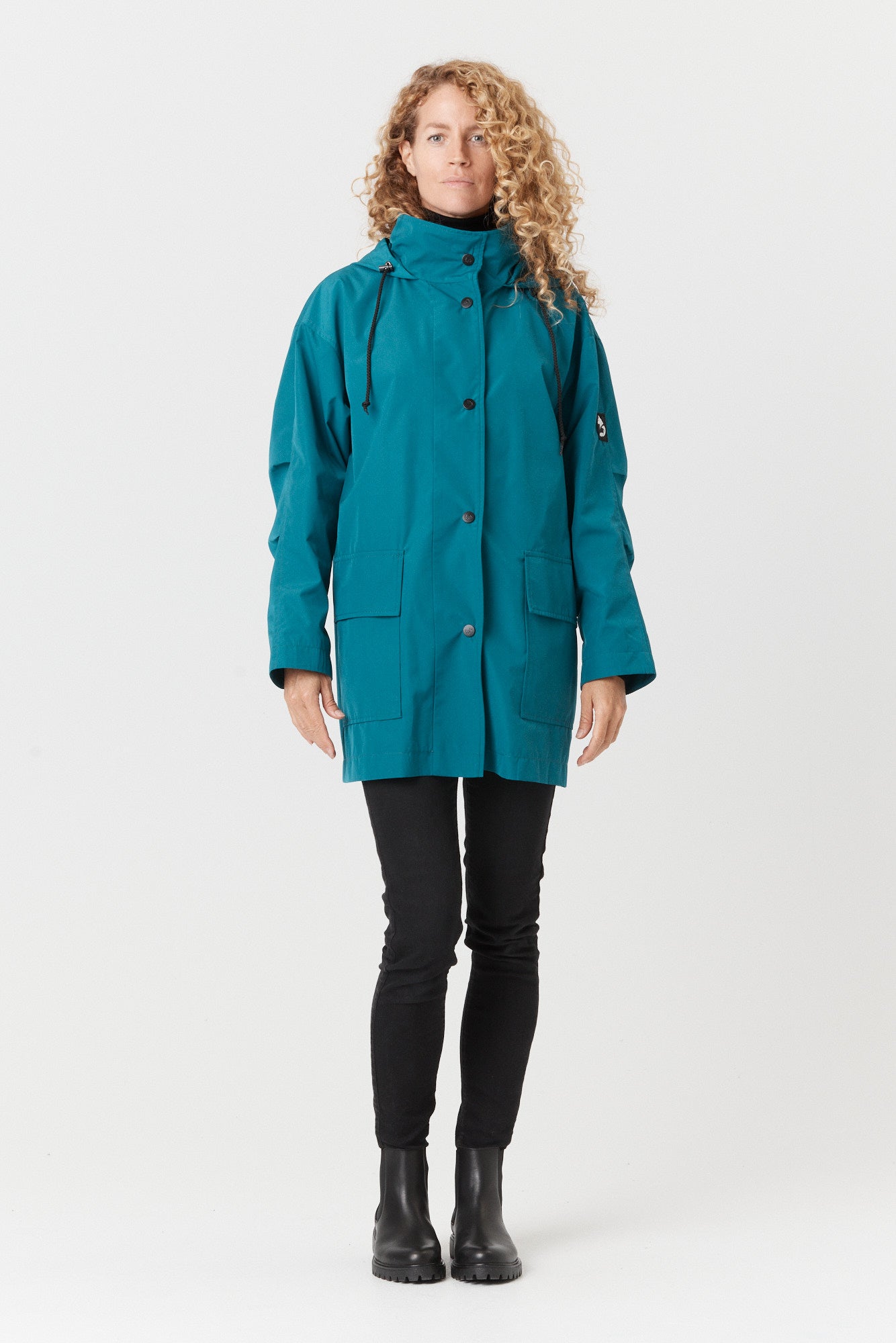 Desloups manteau mi-saison imperméable urbain avec capuchon, ample avec ceinture pour femme-