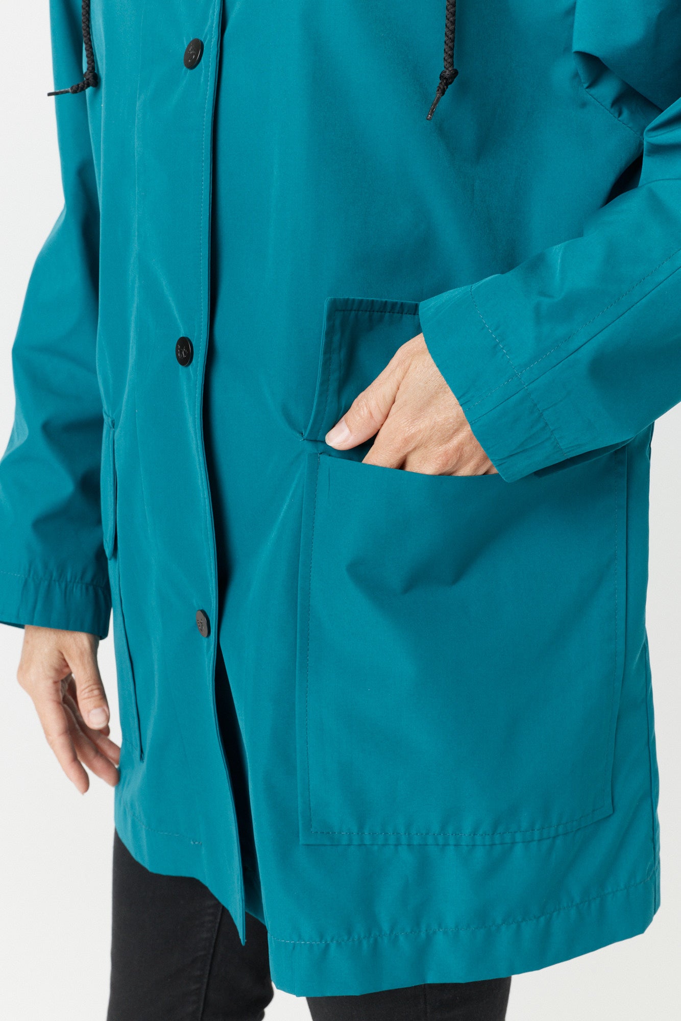Desloups manteau mi-saison imperméable urbain avec capuchon, ample avec ceinture pour femme-
