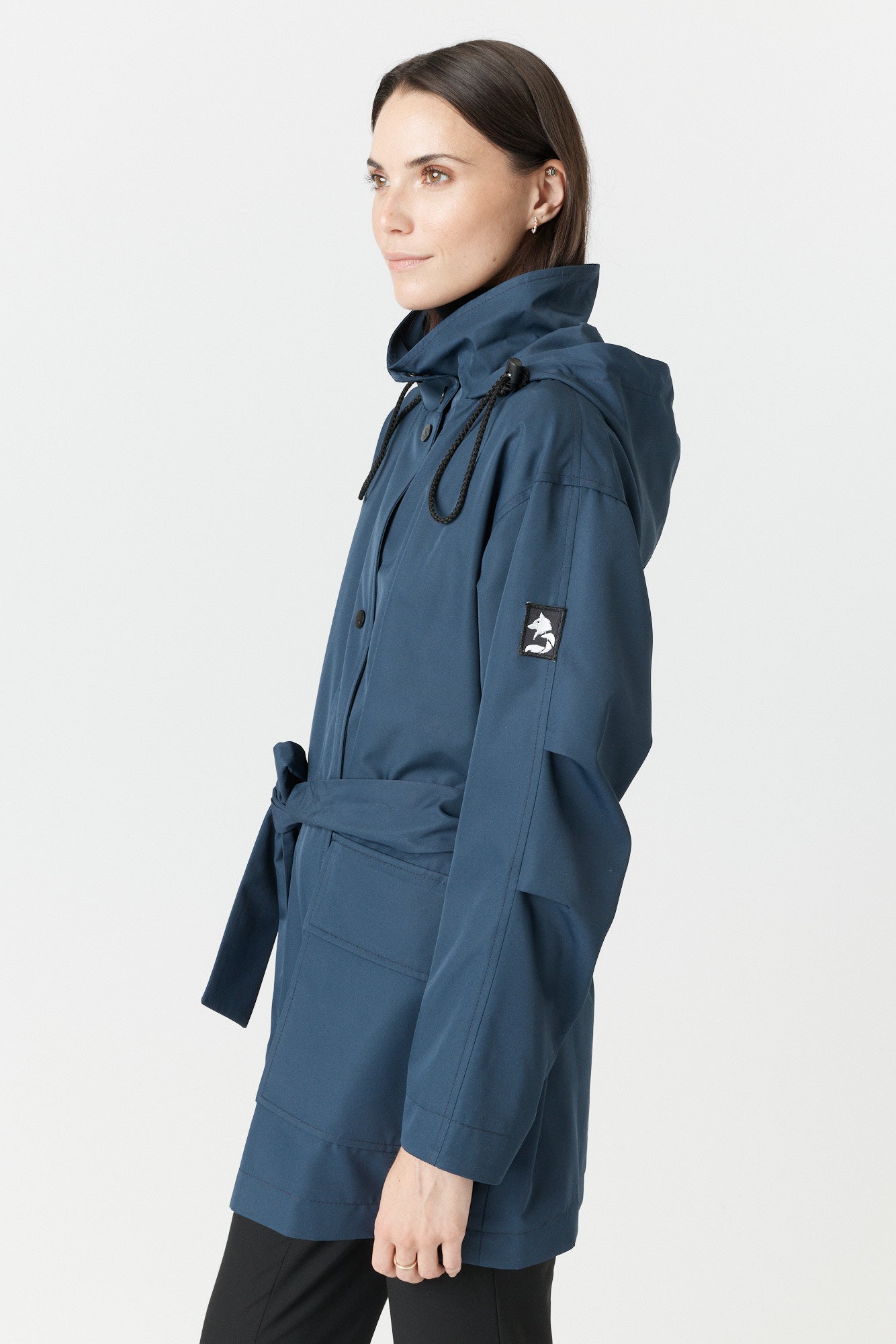 Desloups manteau mi-saison imperméable urbain avec capuchon, ample avec ceinture pour femme-
