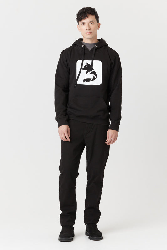 Desloups fleece hoodie with wolf logo print - Black