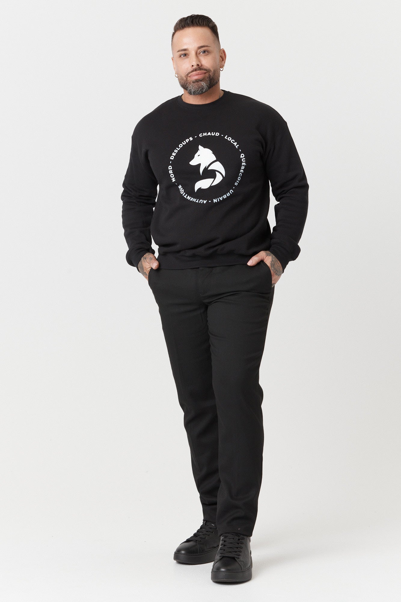 Desloups Round neck quilted sweater - Unisex - Black