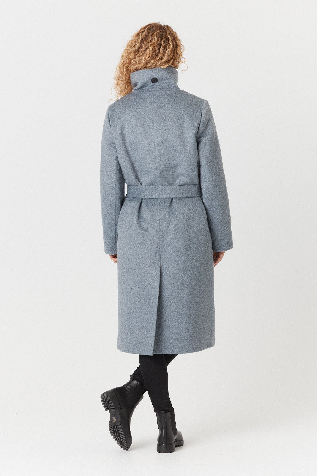 Desloups manteau d'hiver long femme avec ceinture en 100% laine et doublé