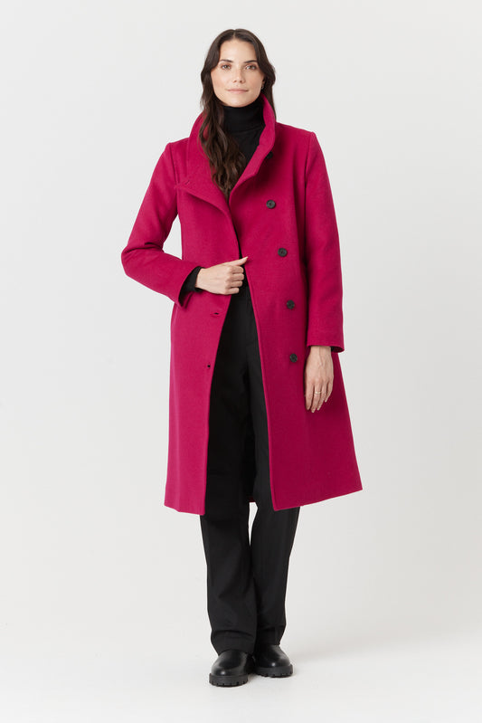 Manteau d’hiver long avec ceinture semi ajusté femme en 100% laine – Desloups Pré-vente #DLF-008