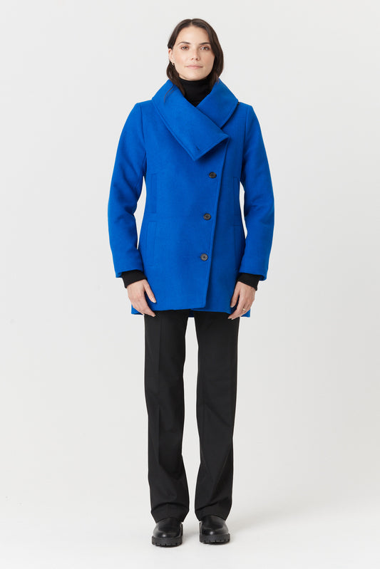 Desloups manteau d'hiver pour femme asymétrique en 100% laine doublé