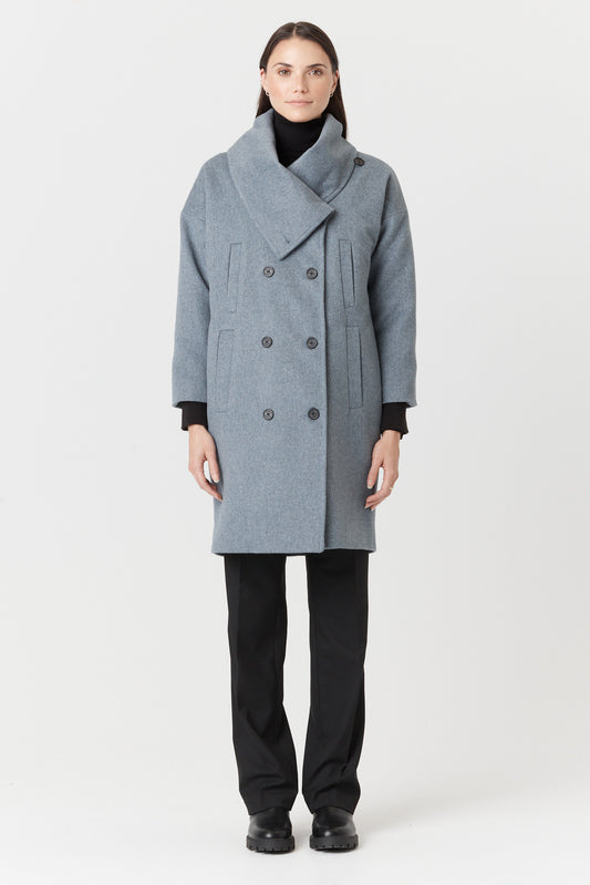 Desloups manteau d'hiver femme oversize double boutonnage en 100% laine et doublé