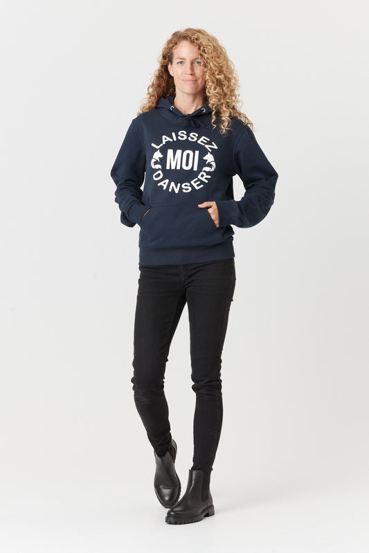 Desloups fleece hooded sweater with "Heart" print - Royal blue