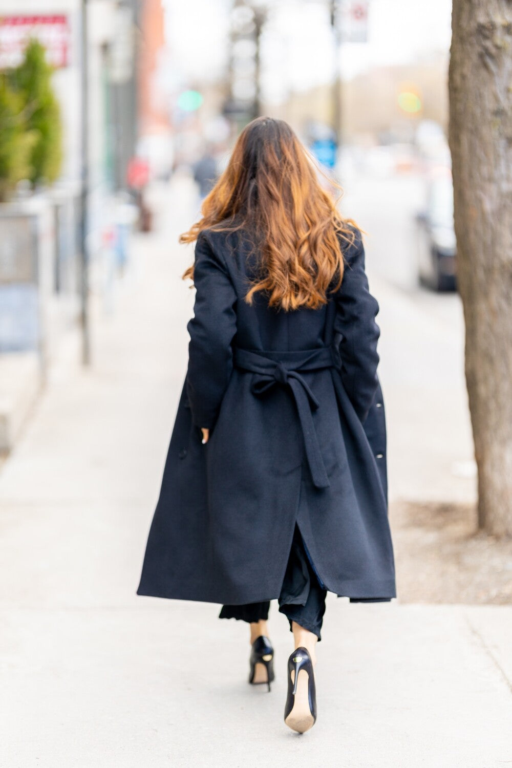 Desloups manteau d'hiver long femme avec ceinture en 100% laine et doublé