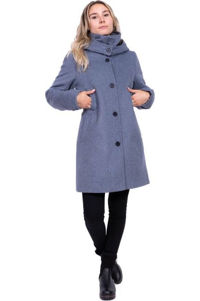 Desloups manteau d'hiver pour femme classique ajusté avec fermoir en 100% laine doublé