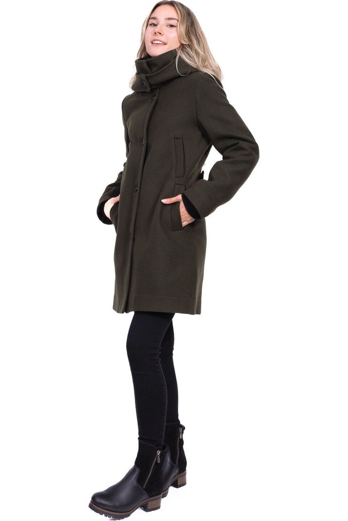 Desloups classic fitted women's winter coat with clasp in 100% lined wool 