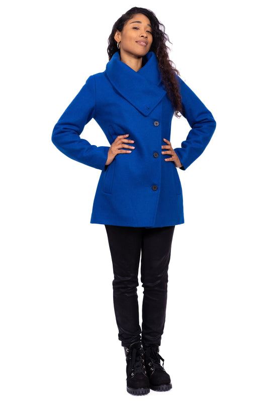 Desloups winter coat for women asymmetrical in 100% lined wool 