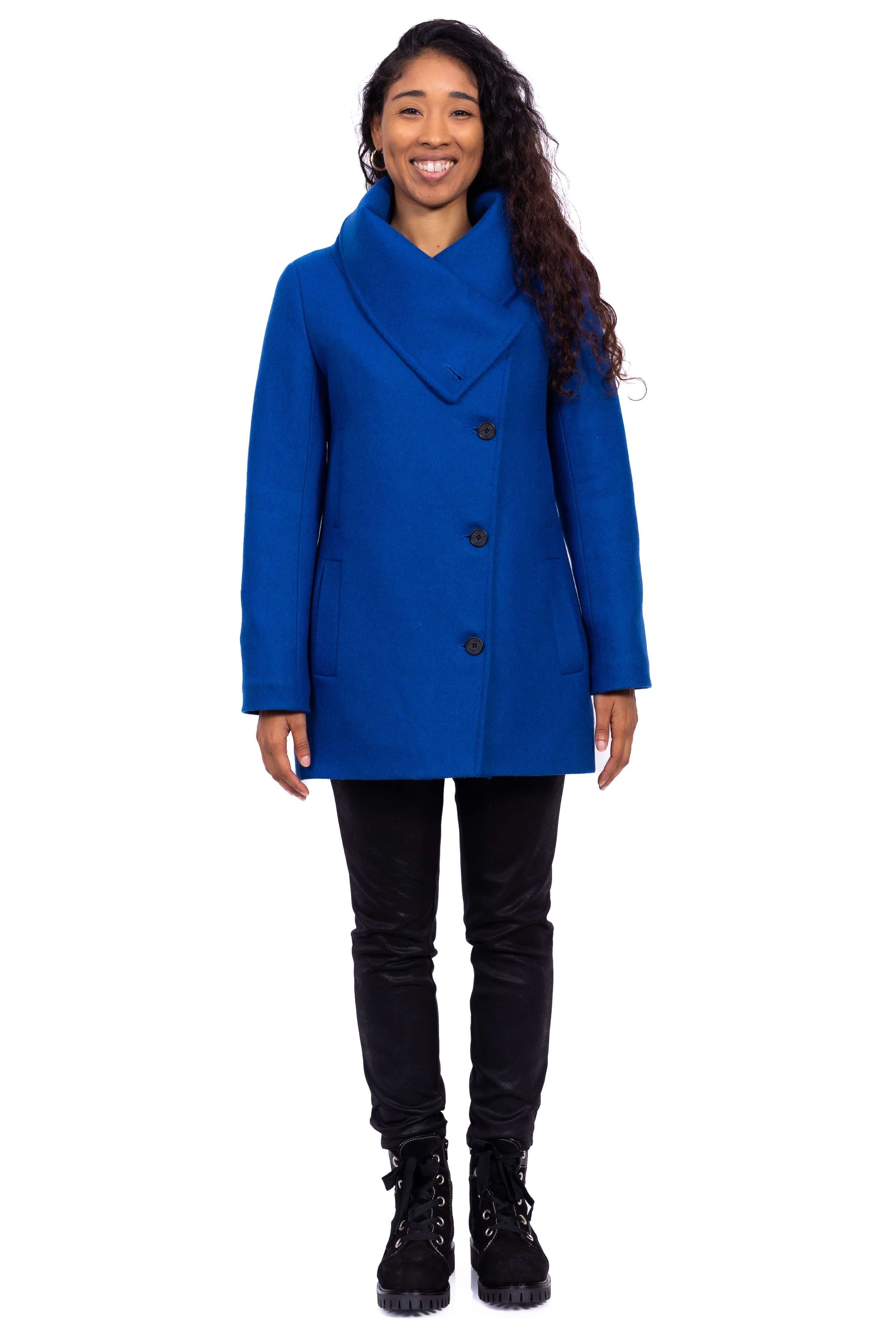 Desloups manteau d hiver pour femme asymetrique en 100 laine double