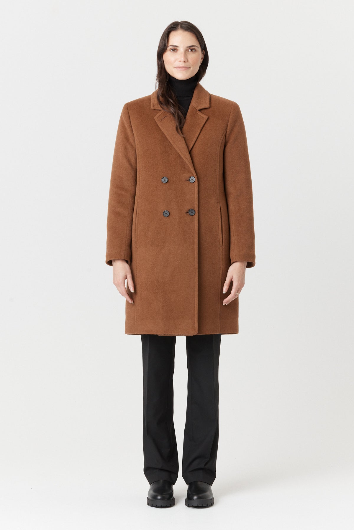 Women's long winter coat in 100% wool – Desloups #DLF-004