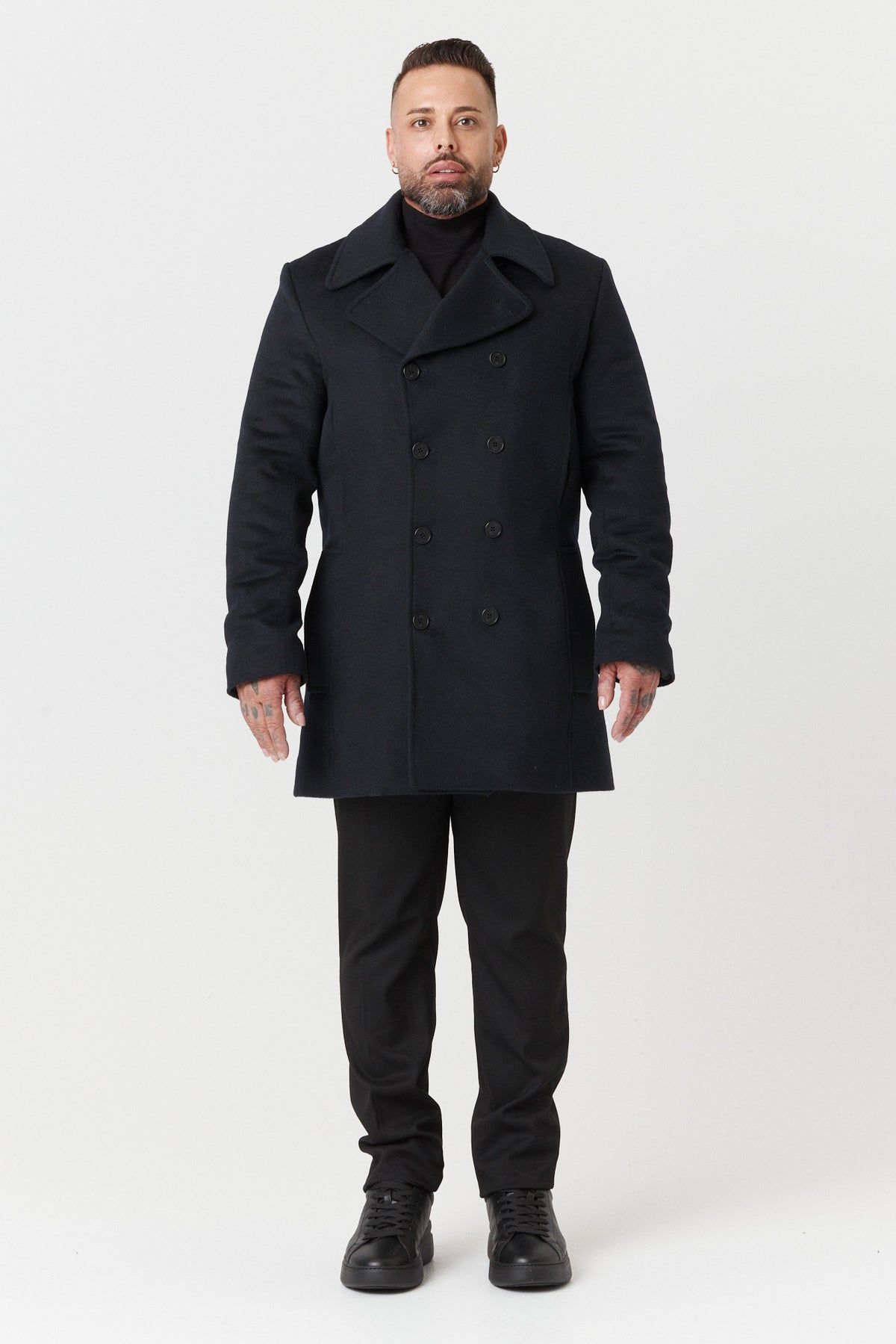 Manteau d’hiver court de style caban homme en 100% laine – Desloups  #DLM-502