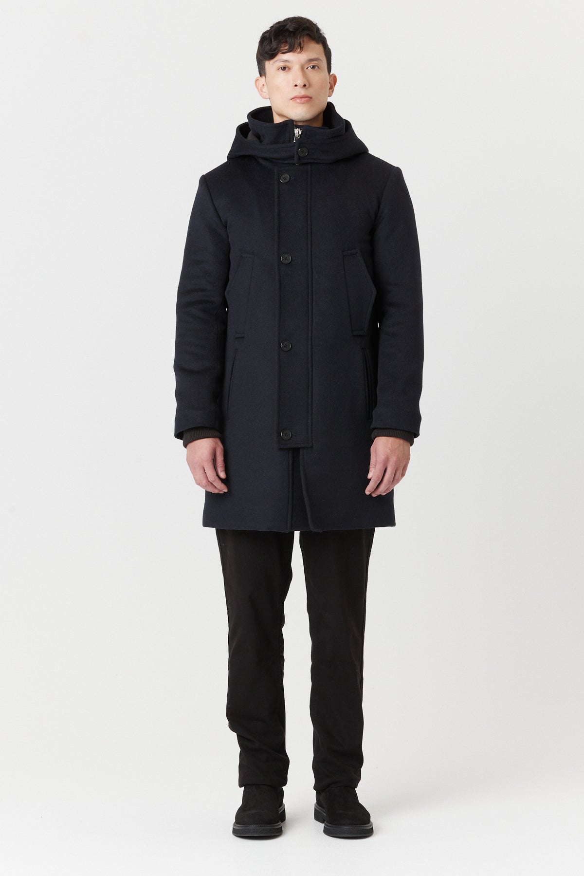 Manteau d’hiver canadienne long homme en 100% laine – Desloups #DLM-504
