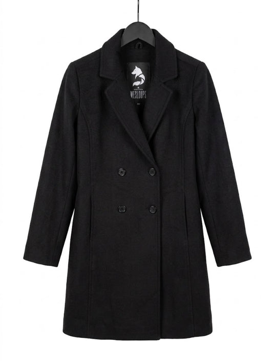 Vintage - manteau de laine demi-saison de style veston. Taille XS - Noir