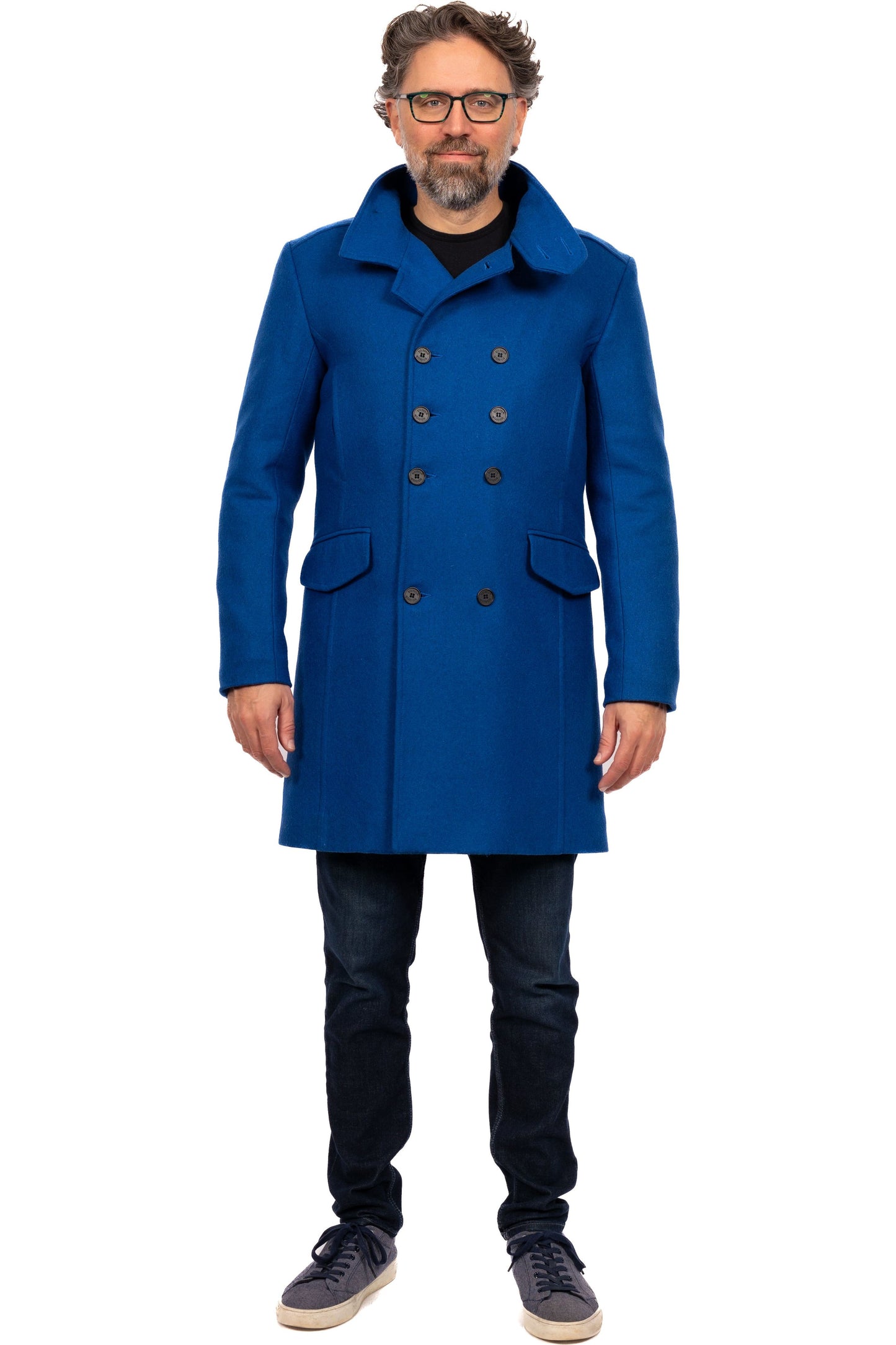 Desloups manteau d'hiver homme double boutonnage en 100% laine et doublé