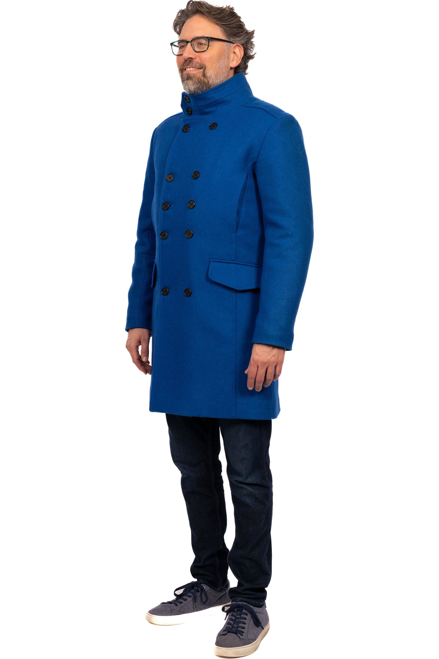Desloups manteau d'hiver homme double boutonnage en 100% laine et doublé