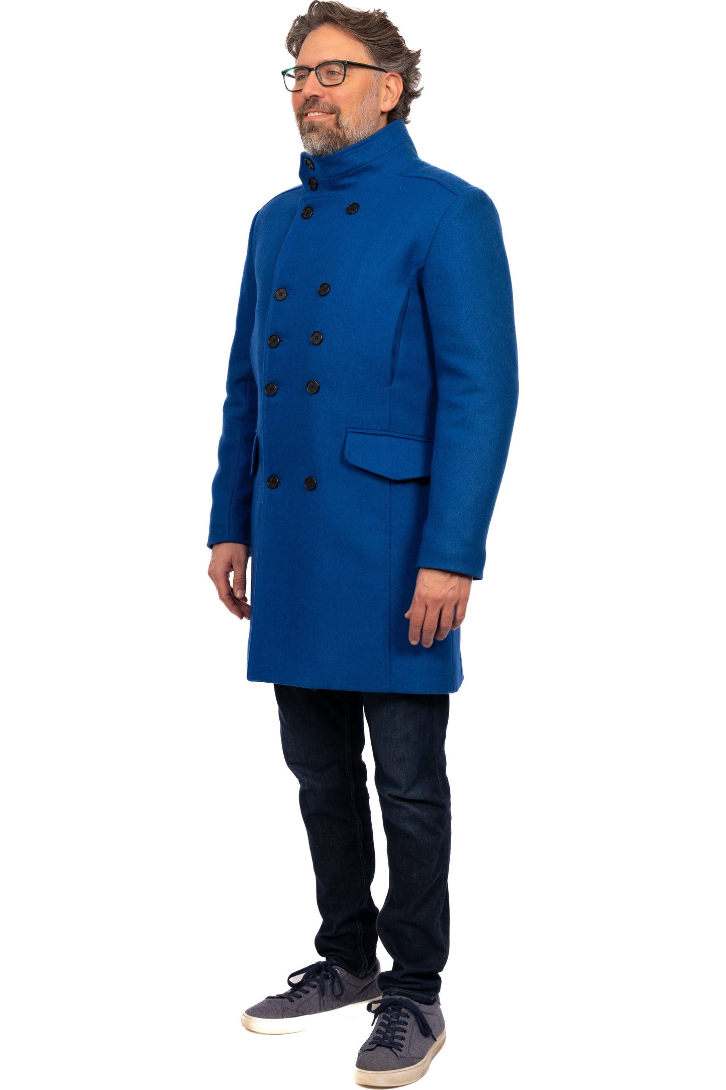 Desloups men's double-breasted winter coat in 100% wool and lined