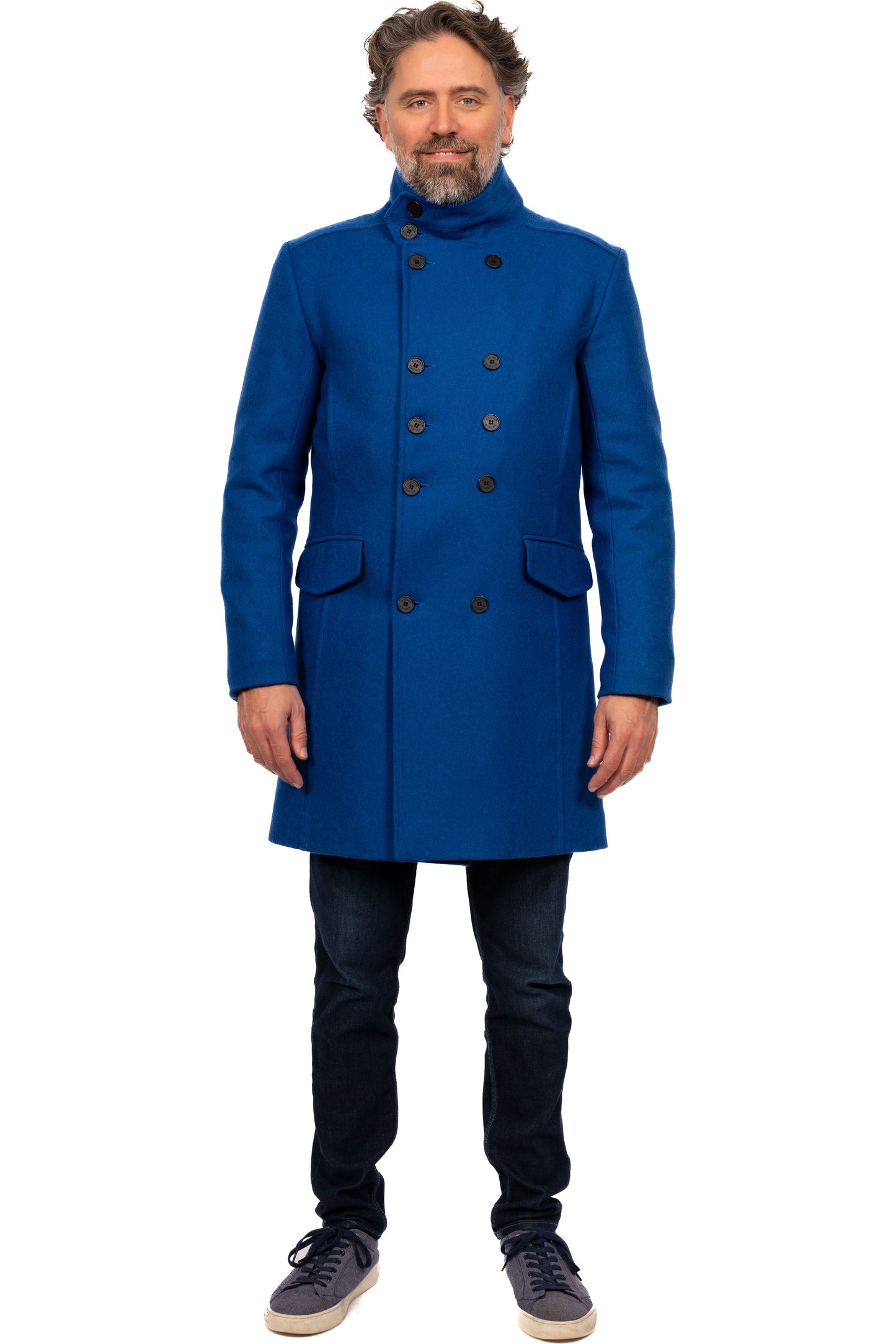 Desloups men's double-breasted winter coat in 100% wool and lined