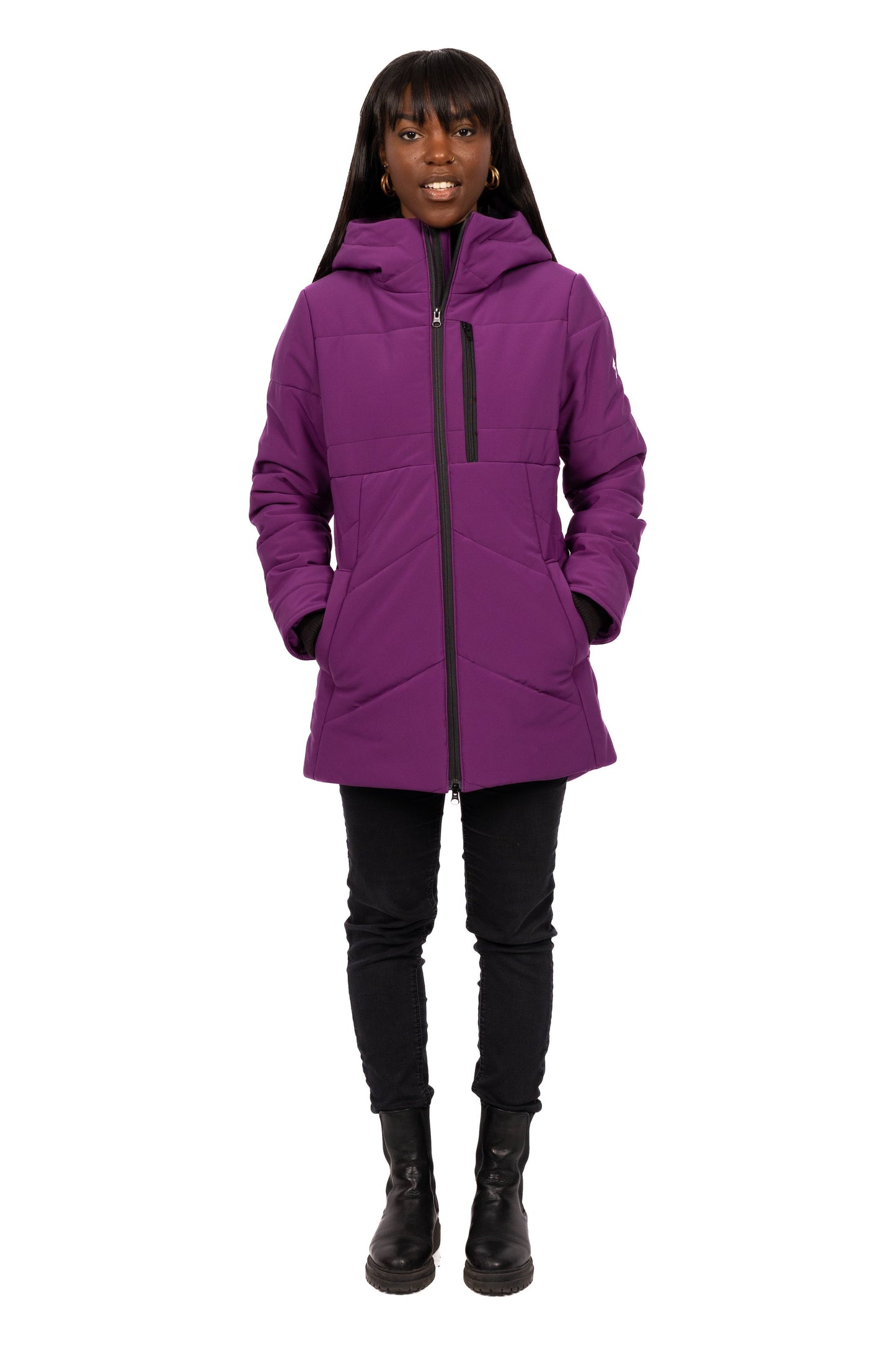 Desloups mid-length women's parka fitted in Isosoft 250g