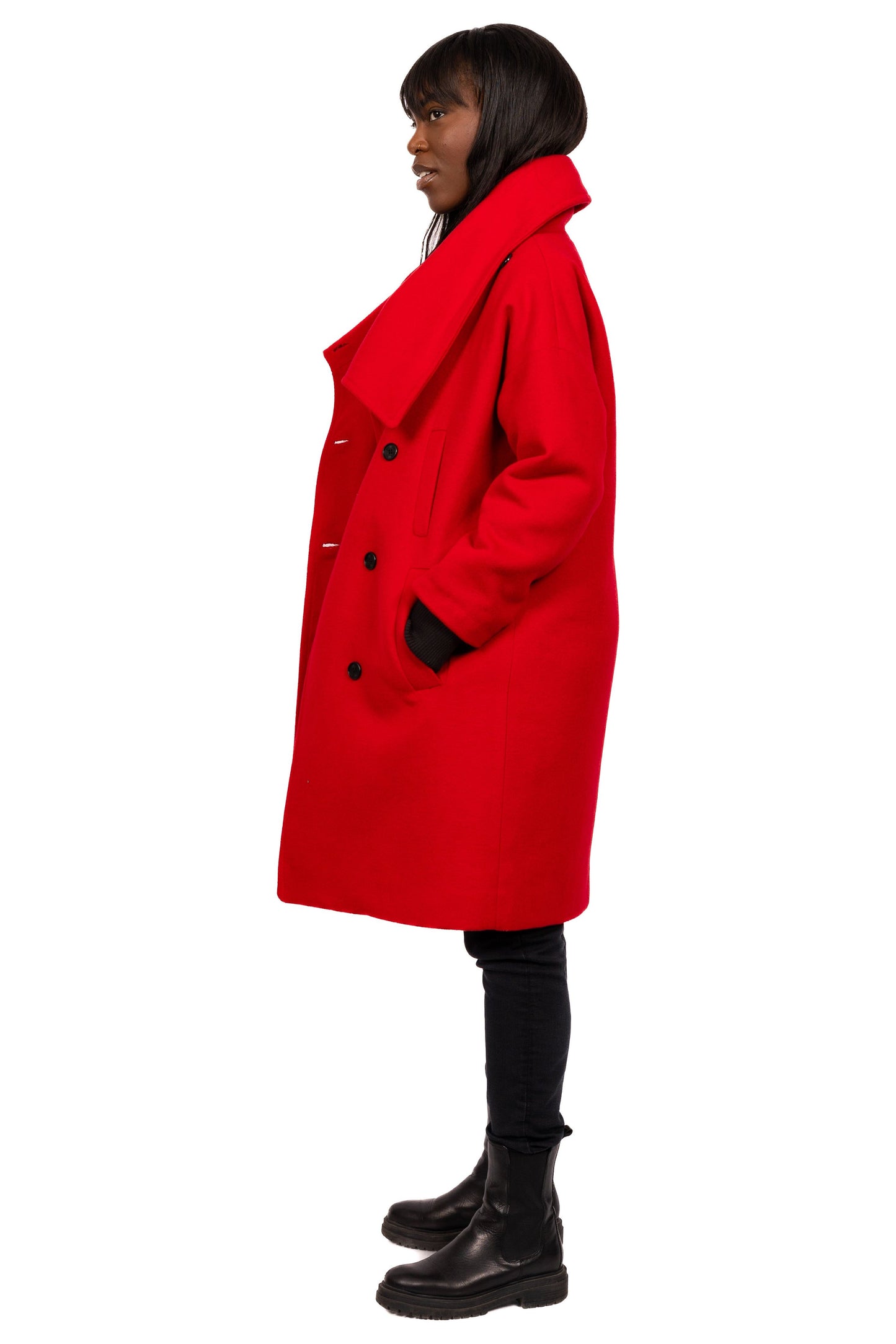 PRÉ-COMMANDE Manteau d'hiver femme oversize double boutonnage en 100% laine et doublé
