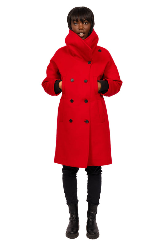 Desloups women's oversized double-breasted winter coat in 100% wool and lined