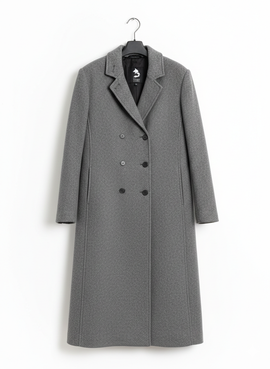 Manteau d'hiver style veston homme très long semi-ajusté en 100% laine et doublé Pré-vente #DLM-509L