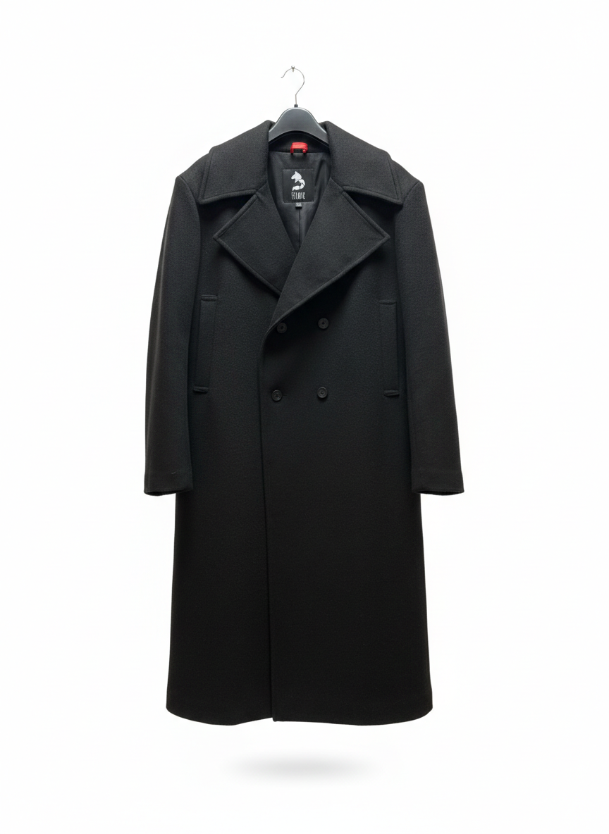 Manteau d'hiver style veston homme très long oversize en 100% laine et doublé Pré-vente #DLM-510