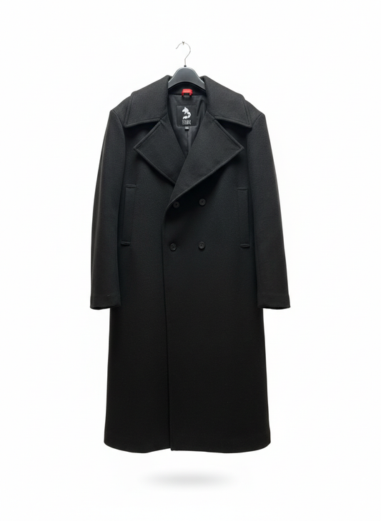 Manteau d'hiver style veston homme très long oversize en 100% laine et doublé Pré-vente #DLM-510