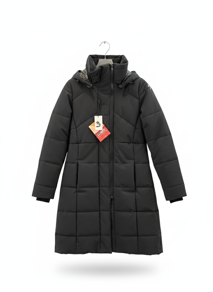 Solde - manteau parka long femme col haut - Marine - S & M