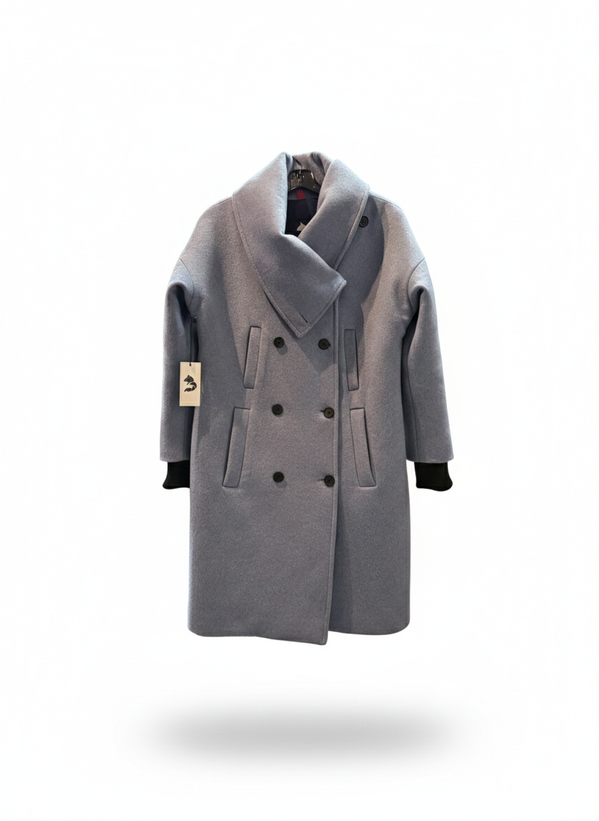 Solde - manteau en laine oversize pour femme - Bleu nordique - XS