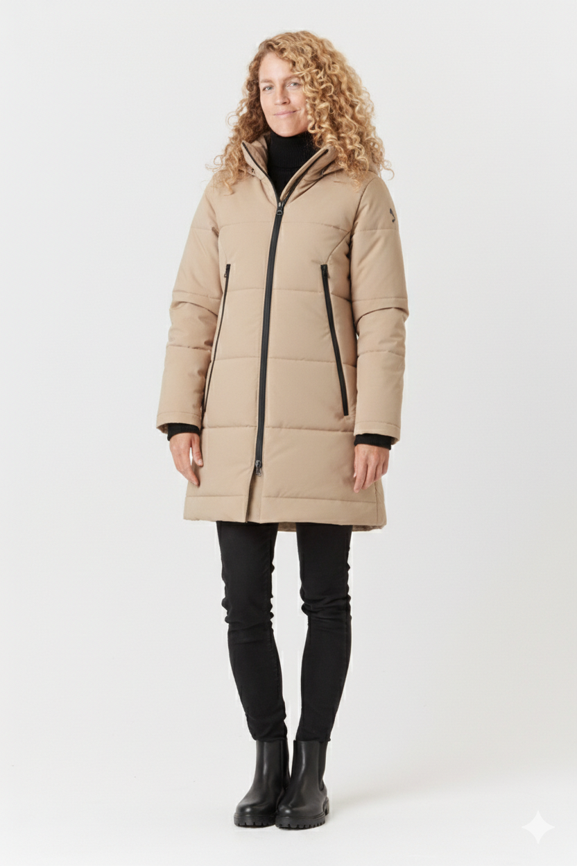 Desloups mid-length semi-fitted women's parka in Isosoft 250g