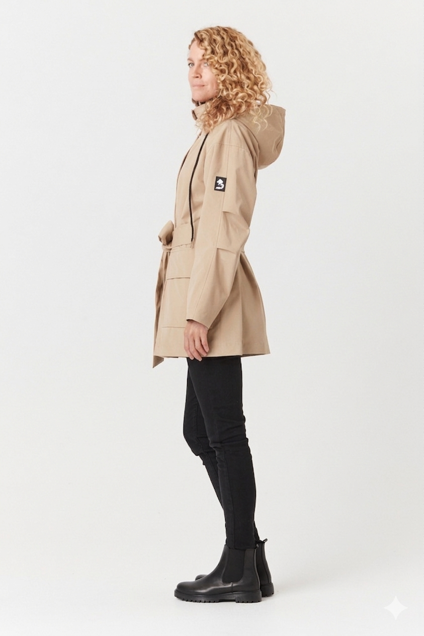 Desloups Women's Urban Waterproof Mid-Season Coat with Hood, Loose Fit