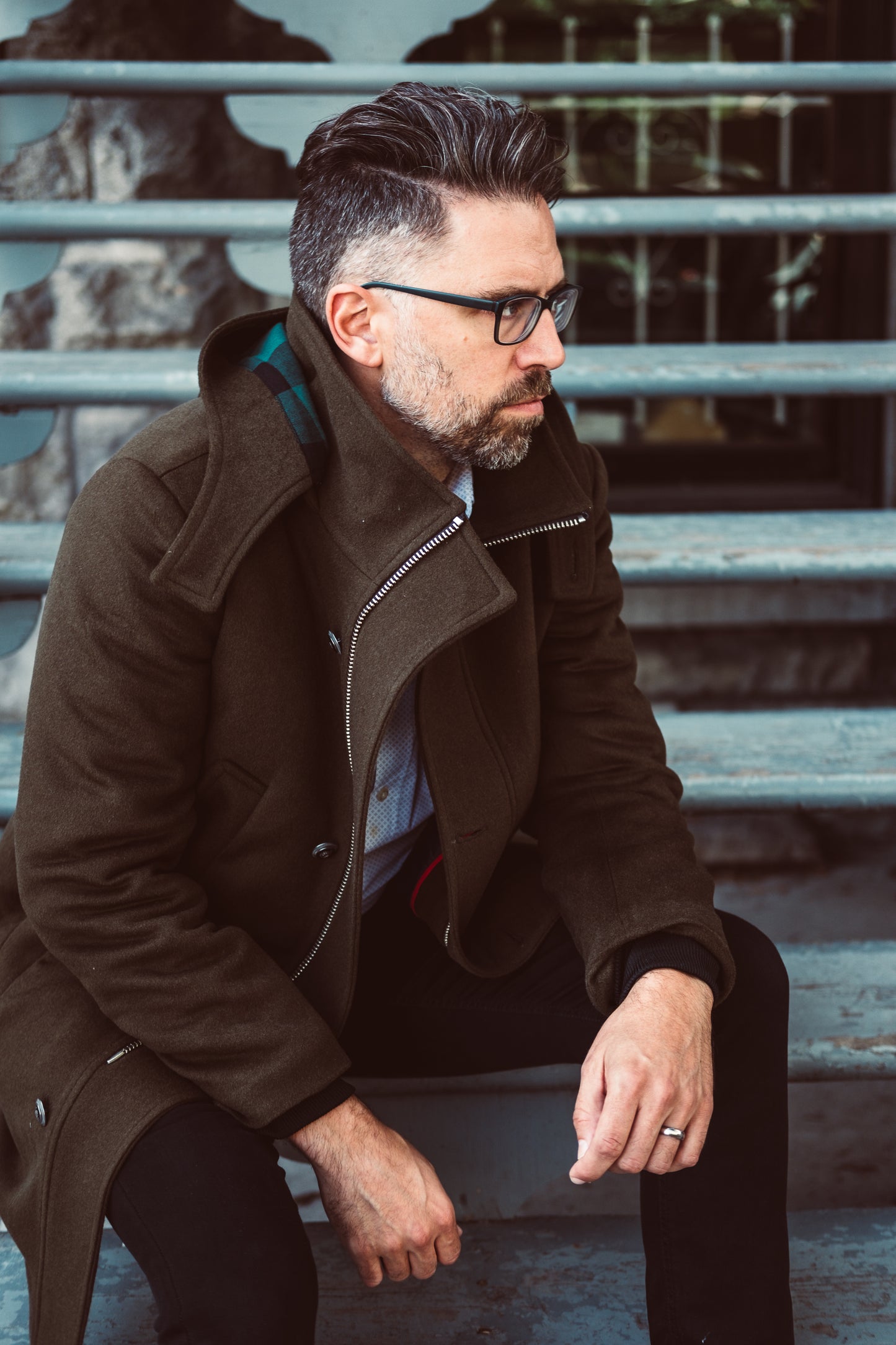 Manteau d’hiver long asymétrique homme en 100% laine – Desloups Pré-vente #DLM-501