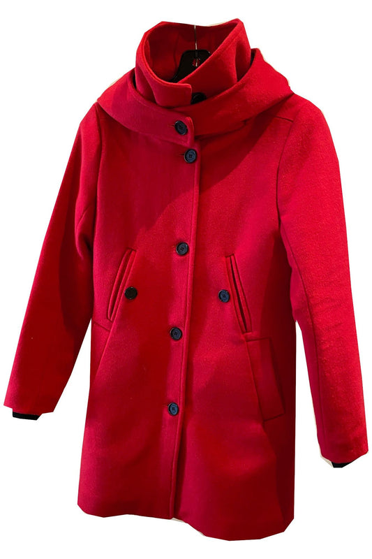 SOLDE ÉCHANTILLON - manteau femme lainage classique rouge - XS